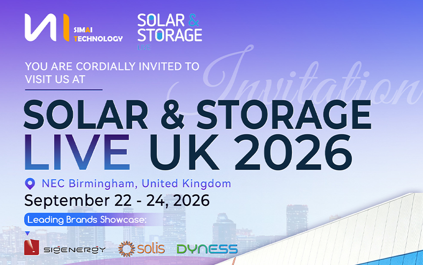 Simai a Solar & Storage Live UK 2026-os ki&aacute;ll&iacute;t&aacute;son mutatkozik be, &eacute;s bemutatja az EU-ban gy&aacute;rtott fotovoltaikus &eacute;s integr&aacute;lt energiat&aacute;rol&aacute;si megold&aacute;sokat